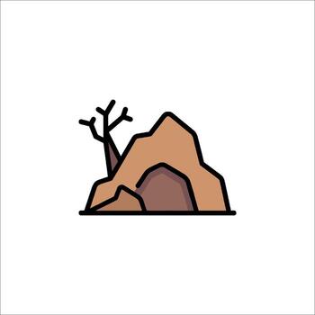A rock with a tree on top of it in a desert vector