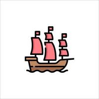 A cartoon ship with red sails on a white background vector