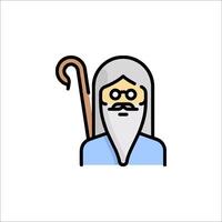 An old man with a cane and beard vector