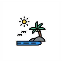 A beach with palm trees and a sun vector