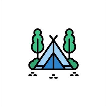 A tent with trees and bushes in the background vector