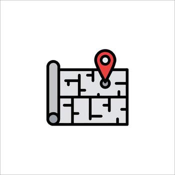A map with a pin pointing to it vector