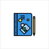 A notebook and pencil icon on a white background vector