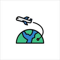 A plane flying over the earth with a map on it vector