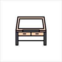 A desk with drawers and a computer screen vector