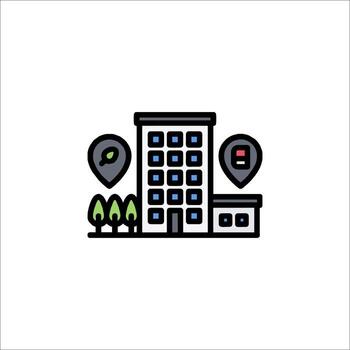 A building with a map and a map icon vector