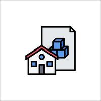A house with a box and a piece of paper vector