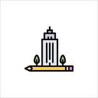 A pencil and a building icon vector