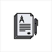 A document with a pencil and a paper vector