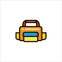 A colorful suitcase icon on a white background vector