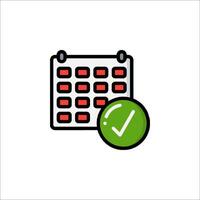 A calendar icon with a tick mark vector
