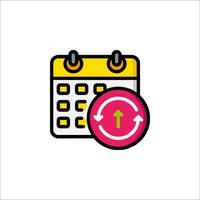 A calendar icon with a red arrow pointing to the right vector