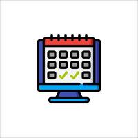 A computer screen with a calendar icon vector