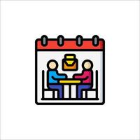 Calendar icon with two people sitting at a table vector