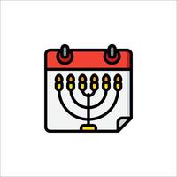 A calendar with menorah candles on it vector