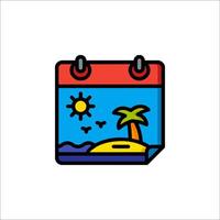 A calendar with a palm tree and sun on it vector