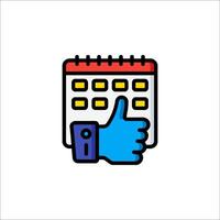 A calendar icon with a thumb up vector