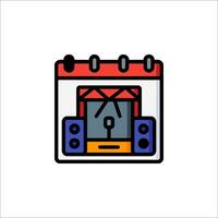 A calendar icon with a speaker and a microphone vector