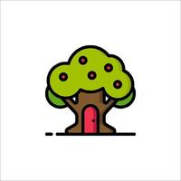 An apple tree with a red door and a tree vector