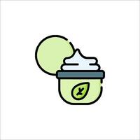 A jar of cream with a green leaf on it vector