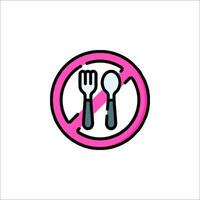 No fork and spoon icon in a pink circle vector