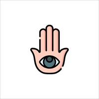 A hand with an eye on it, with a hamsa symbol vector