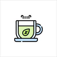 A cup of green tea with a leaf on top vector