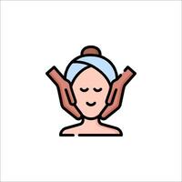 A woman getting a facial in a spa icon vector