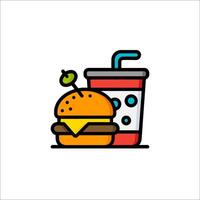 A hamburger and drink icon vector