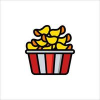 A basket of fries with a red stripe on top vector