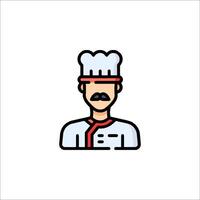 A chef icon with a mustache and hat vector