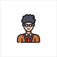 A man with glasses and a tie is shown in a flat style vector