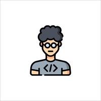A man with glasses and a t - shirt on vector