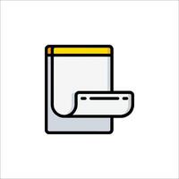 A white and yellow box with a paper roll on it vector