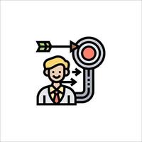 A man with an arrow pointing to him vector