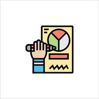 A hand holding a pen and a paper with a graph on it vector
