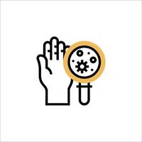 A hand holding a magnifying glass and a hand with a magnifying glass vector