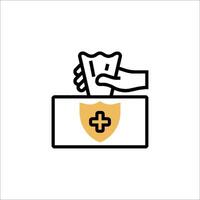 A hand holding a tissue box with a cross on it vector
