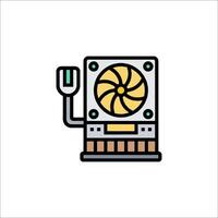 A computer with a fan and a power cord vector