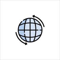A globe with arrows pointing to it vector