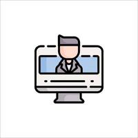 A man in a suit sitting on a computer monitor vector