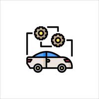 Car with gears icon on white background vector