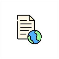 A document and a globe icon vector