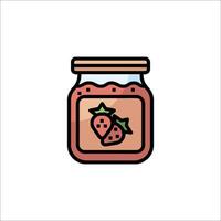 A jar of strawberry jam with a strawberry on top vector