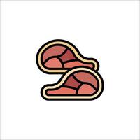 Two slices of meat icon on a white background vector