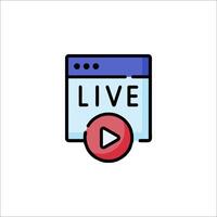 Live icon with a red button vector