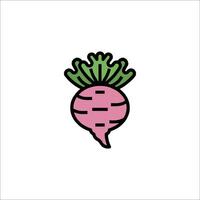 A beet is shown in a simple line drawing vector