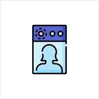 A person in a glass box icon vector