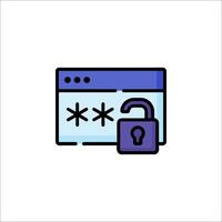 A padlock and a computer screen with a password vector