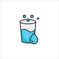 A glass of water with bubbles and a drop of liquid vector